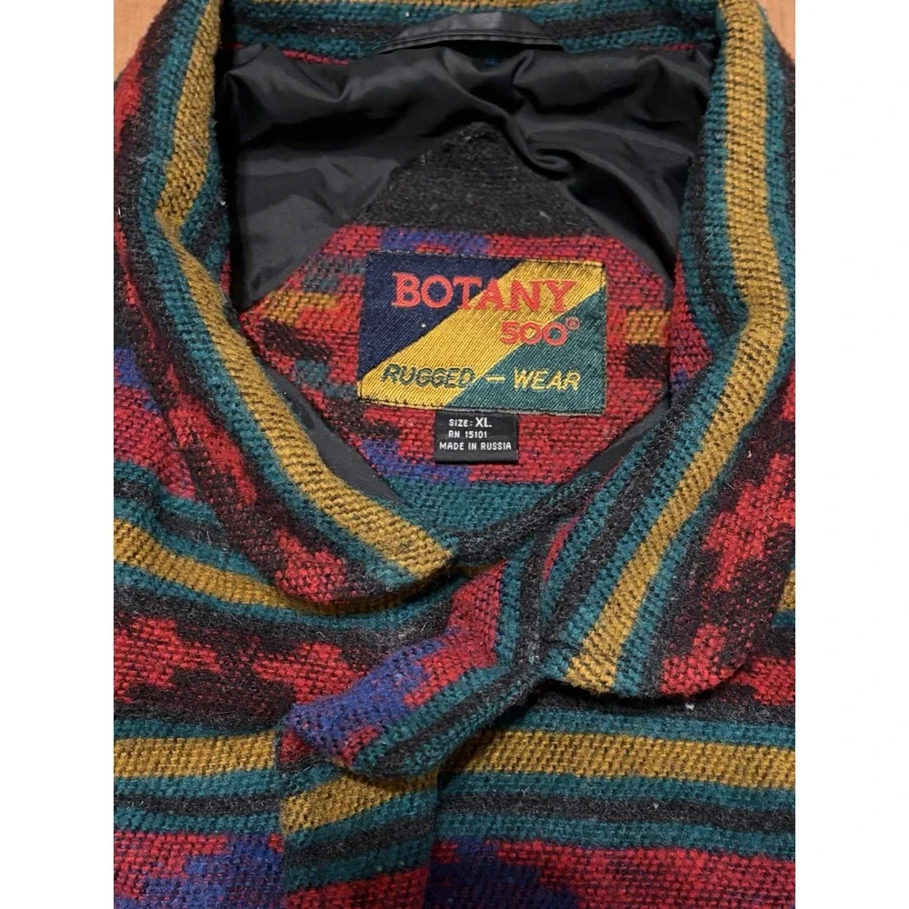 Vintage BOTANY 500 RUGGED WEAR Western Aztec Blanket Coat Jacket Geometric XL
